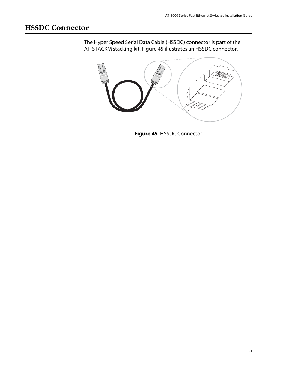 Hssdc connector | Allied Telesis AT-8088/xx (MT and SC) User Manual | Page 91 / 115