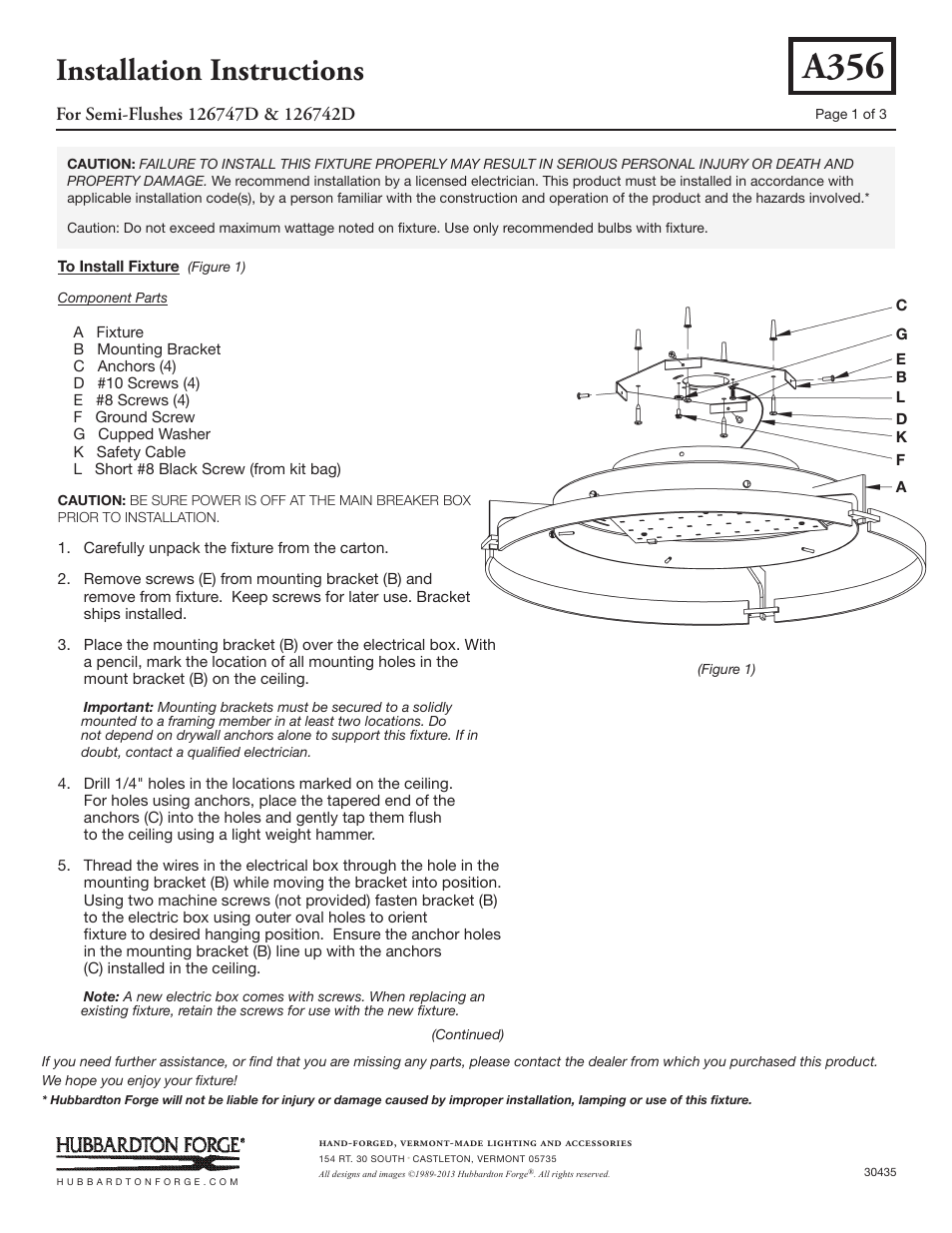 Hubbardton Forge 126747 User Manual | 3 pages
