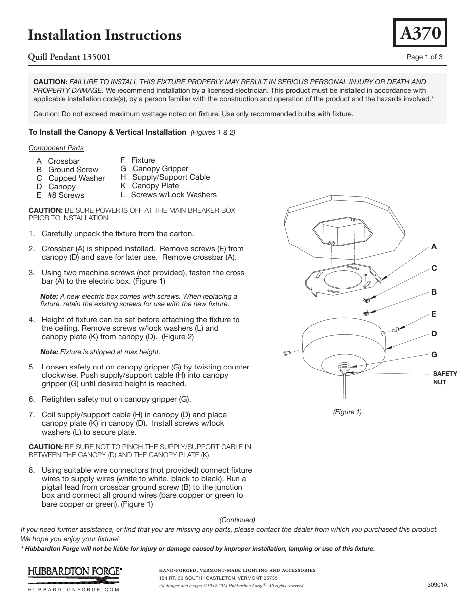 Hubbardton Forge 135001 User Manual | 3 pages