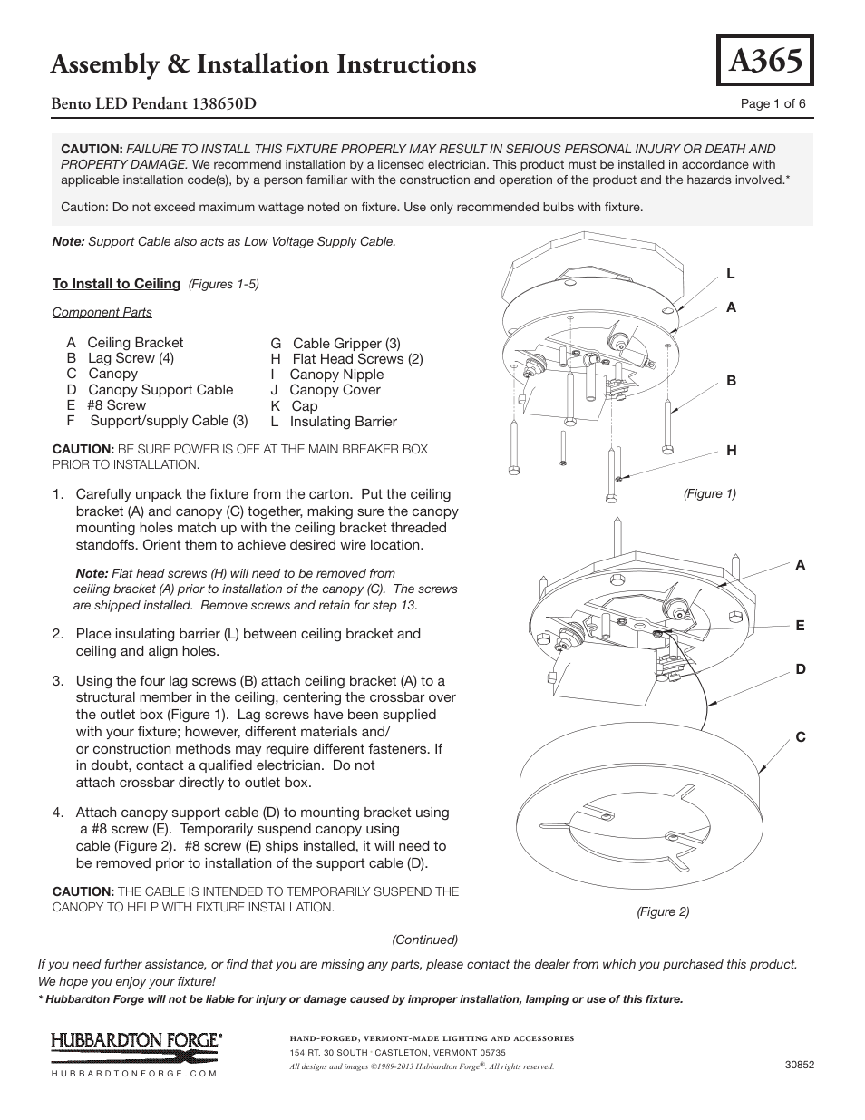 Hubbardton Forge 138650 User Manual | 6 pages