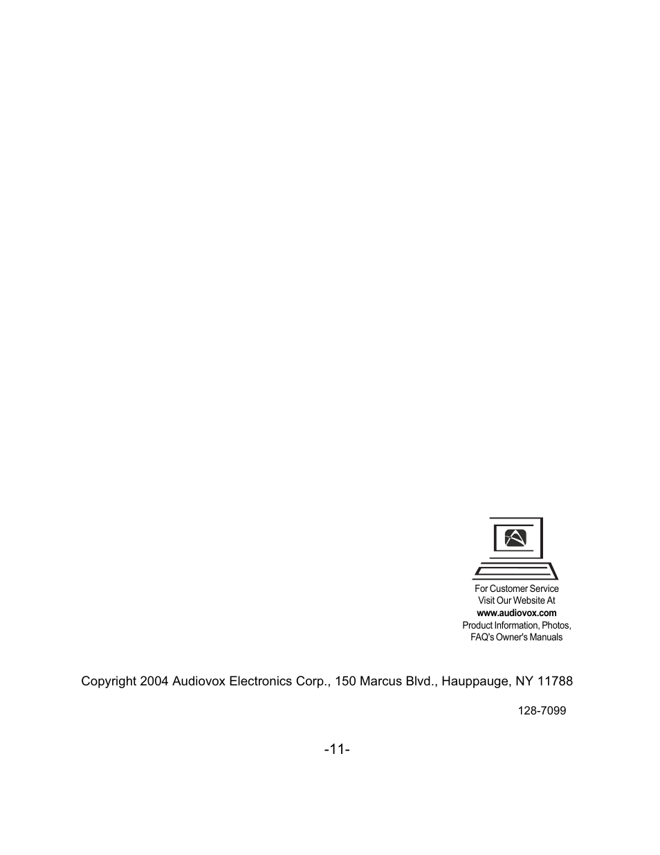 Audiovox LCM5N User Manual | Page 11 / 11
