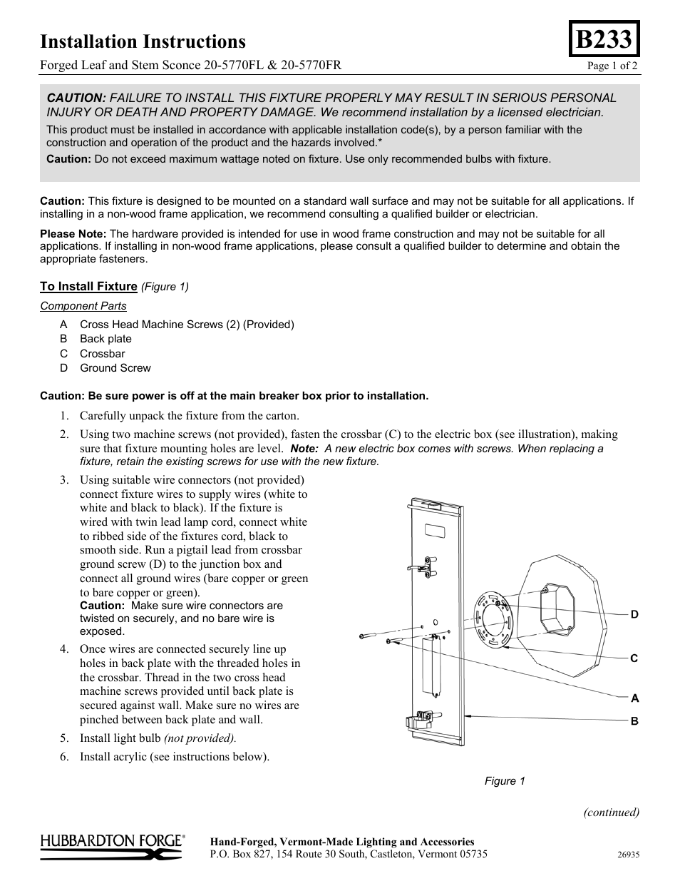 Hubbardton Forge 205772FL User Manual | 2 pages