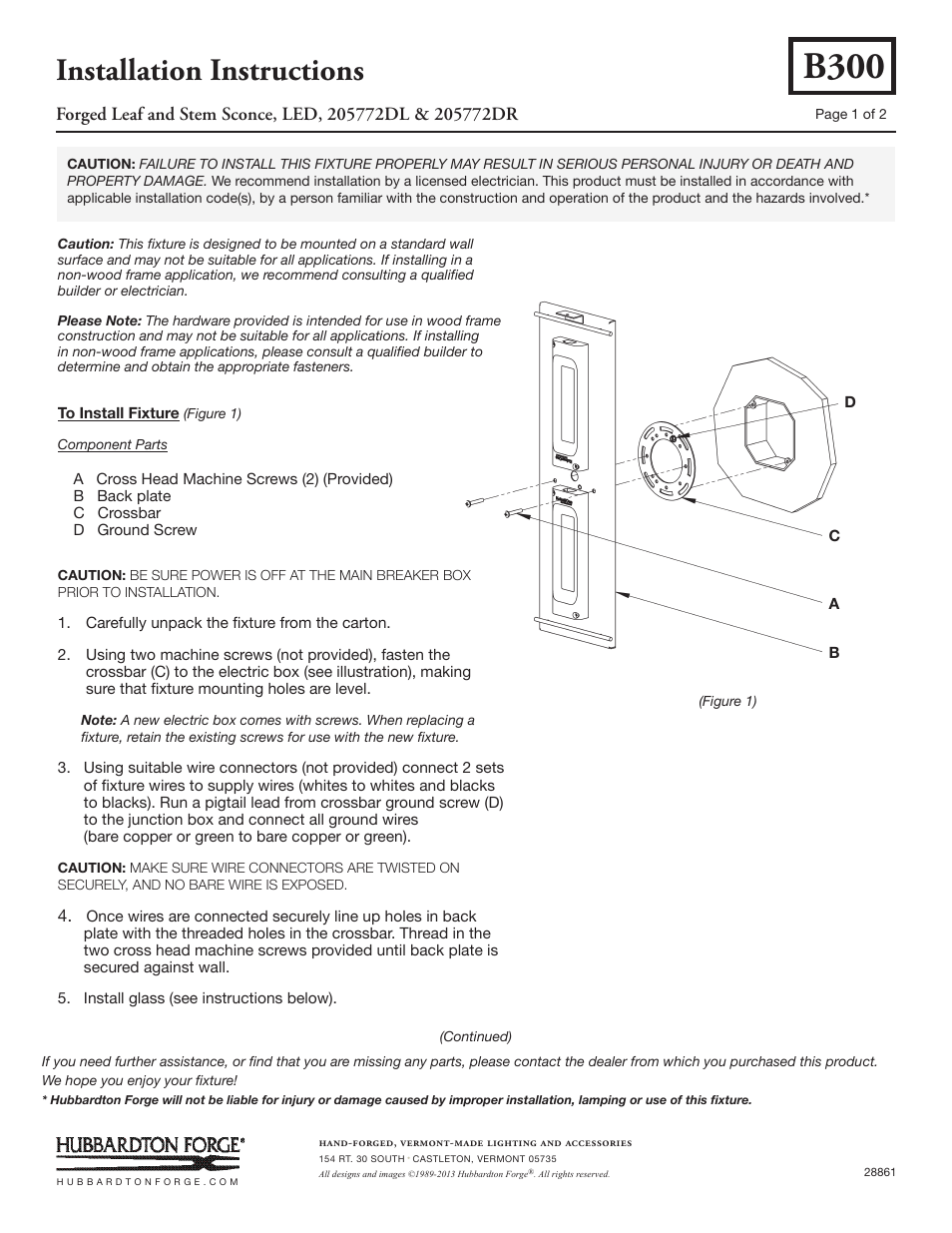 Hubbardton Forge 205772 User Manual | 2 pages