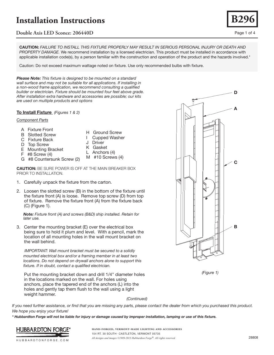 Hubbardton Forge 206440 User Manual | 4 pages