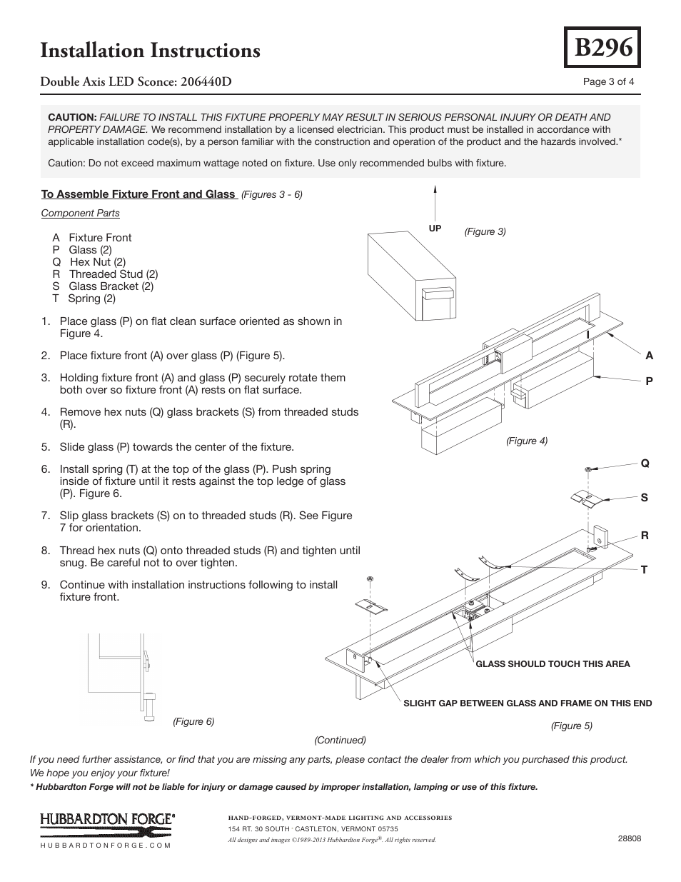 B296, Installation instructions | Hubbardton Forge 206440 User Manual | Page 3 / 4