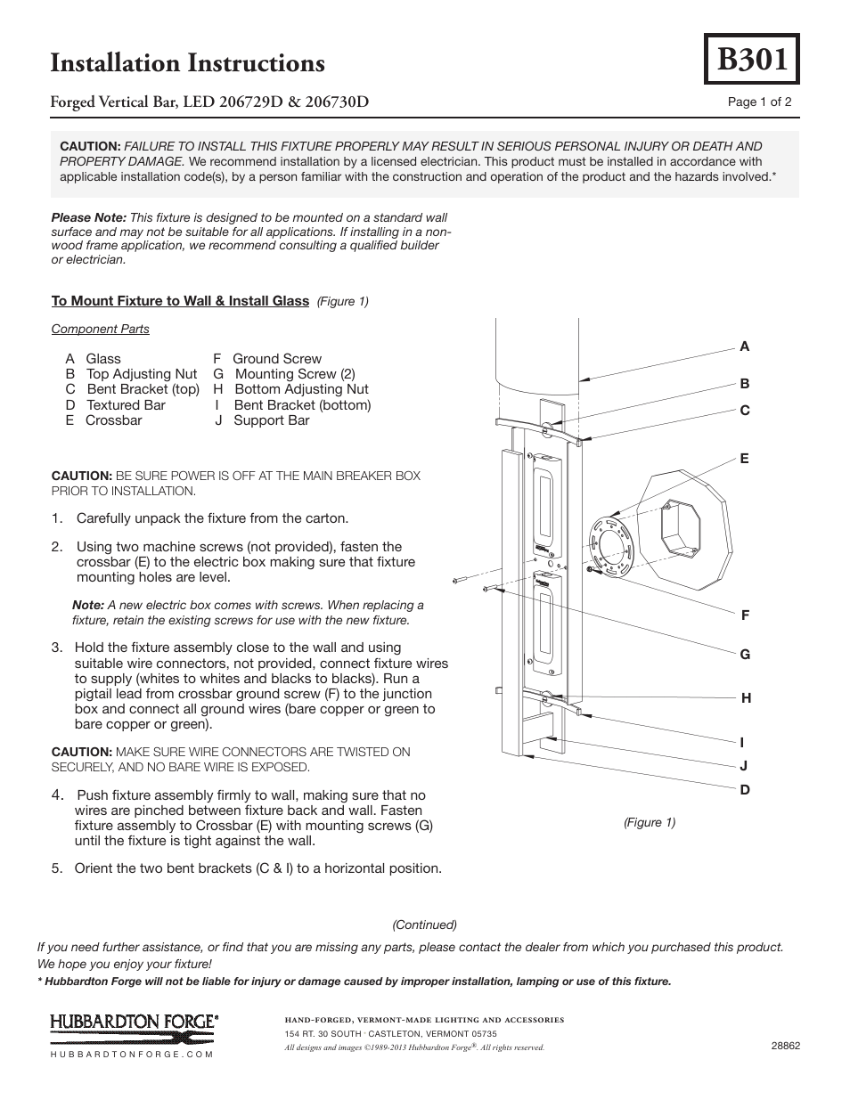 Hubbardton Forge 206730D User Manual | 2 pages