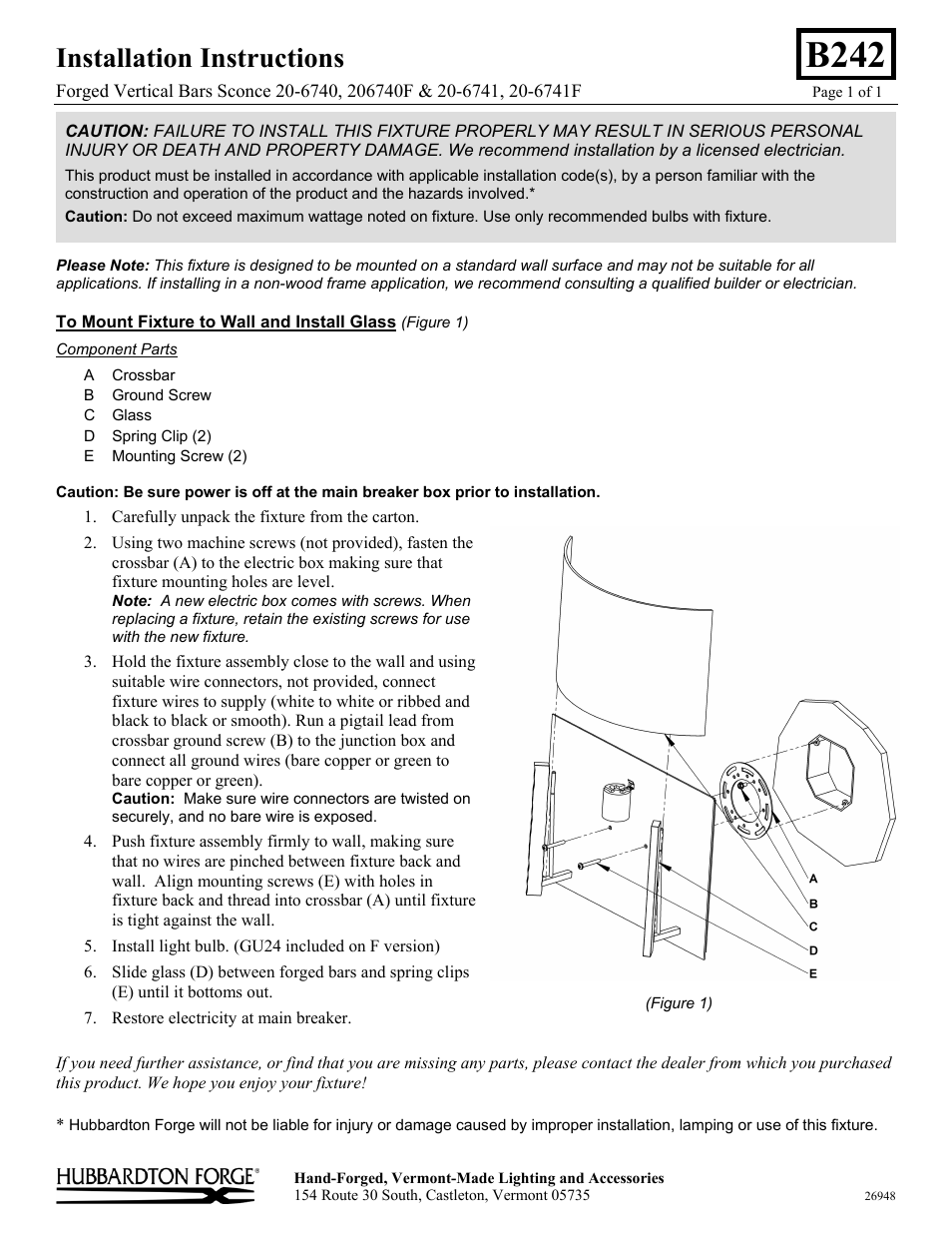 Hubbardton Forge 206741 User Manual | 1 page