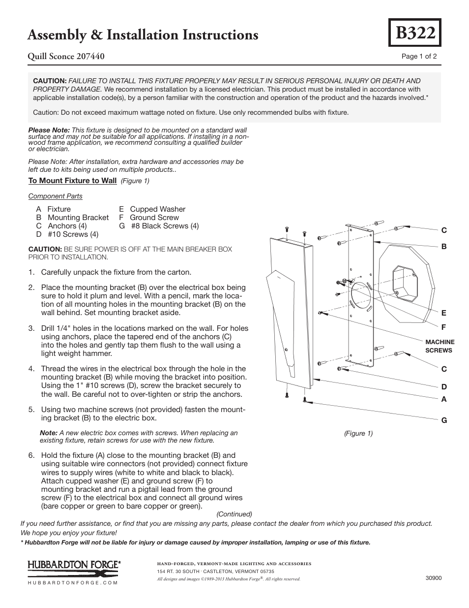 Hubbardton Forge 207440 User Manual | 2 pages