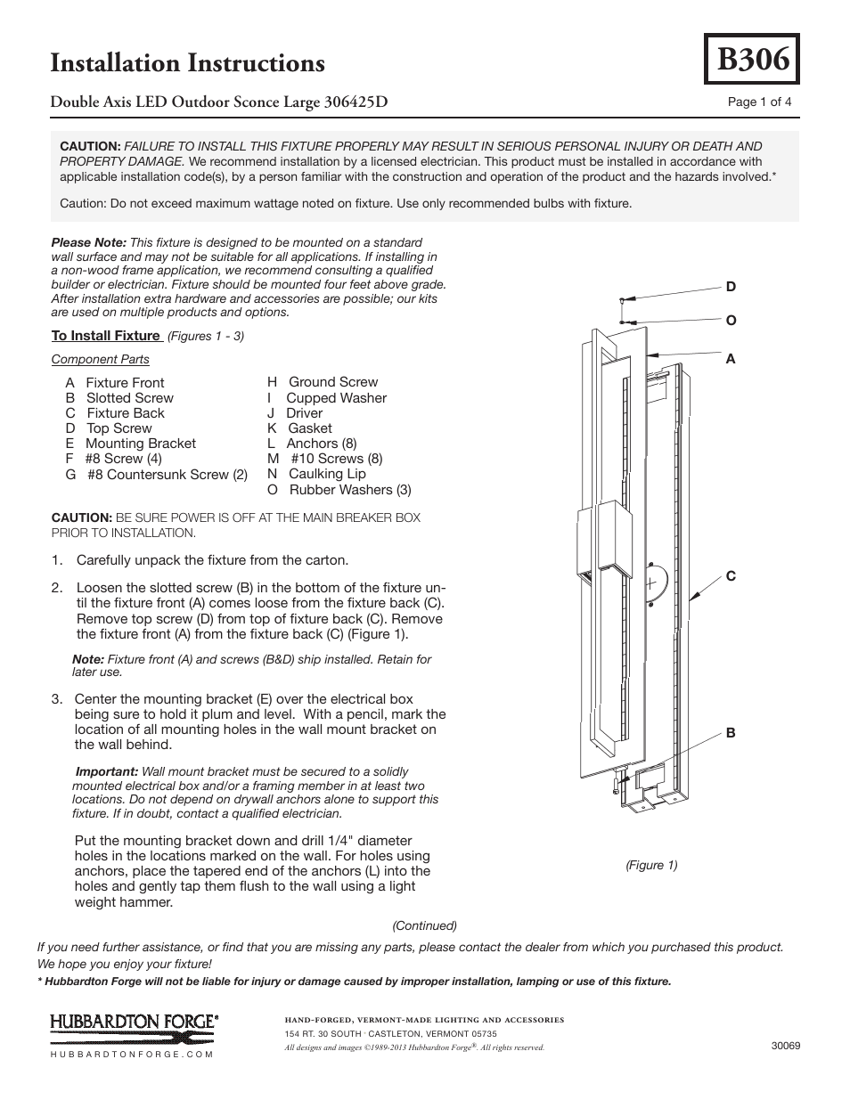 Hubbardton Forge 306425 User Manual | 4 pages