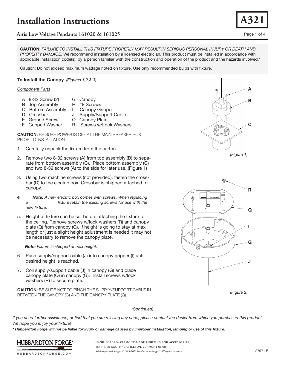 Hubbardton Forge 161025 User Manual | 4 pages