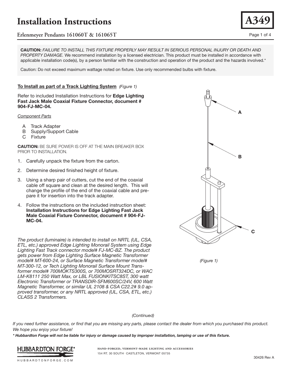 Hubbardton Forge 161065T User Manual | 4 pages