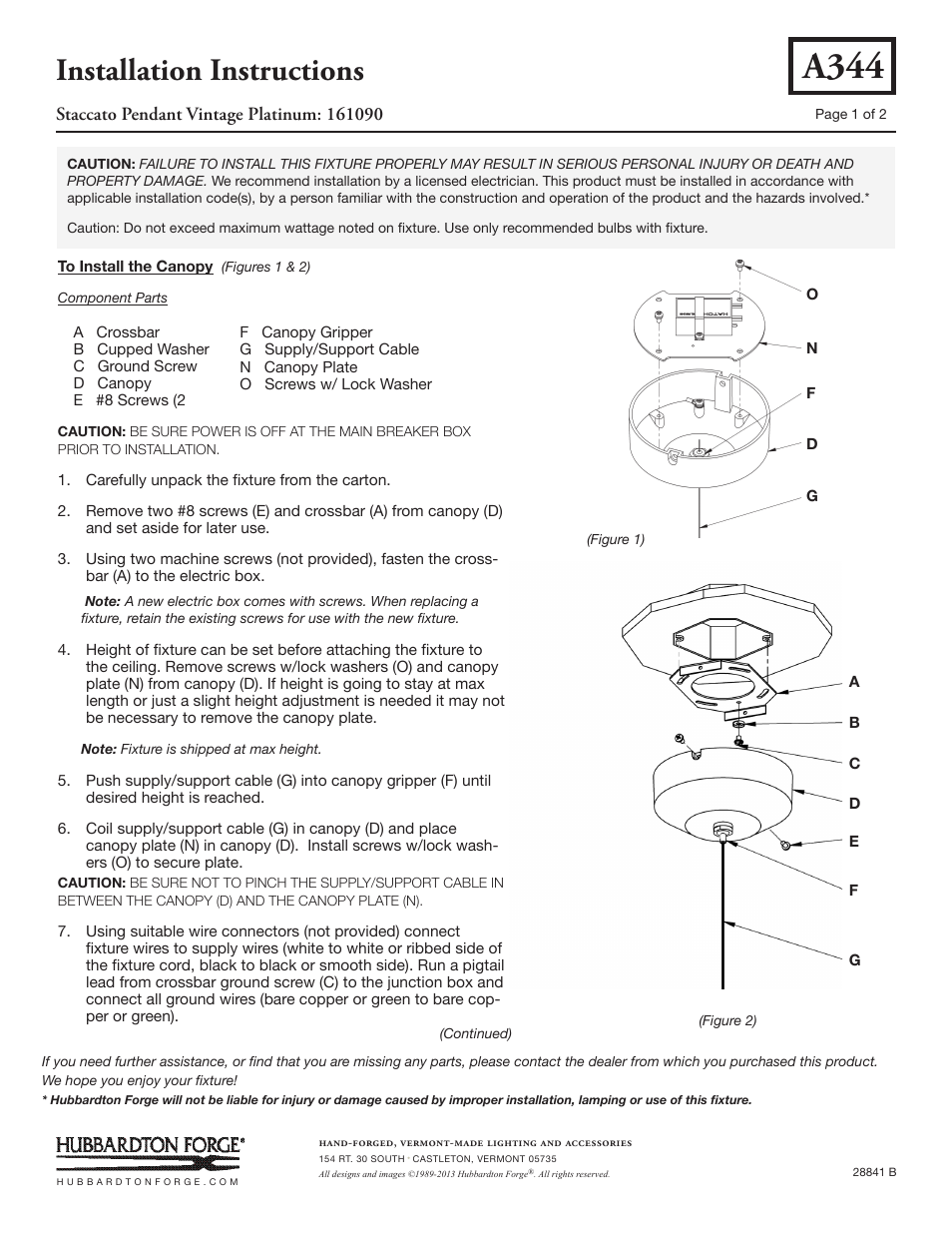 Hubbardton Forge 161090 User Manual | 2 pages