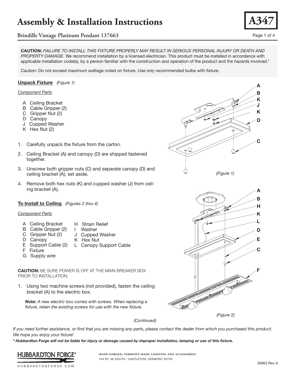 Hubbardton Forge 137663 User Manual | 4 pages