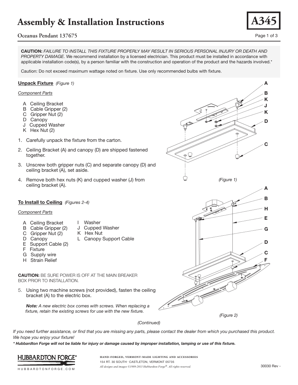 Hubbardton Forge 137675 User Manual | 3 pages