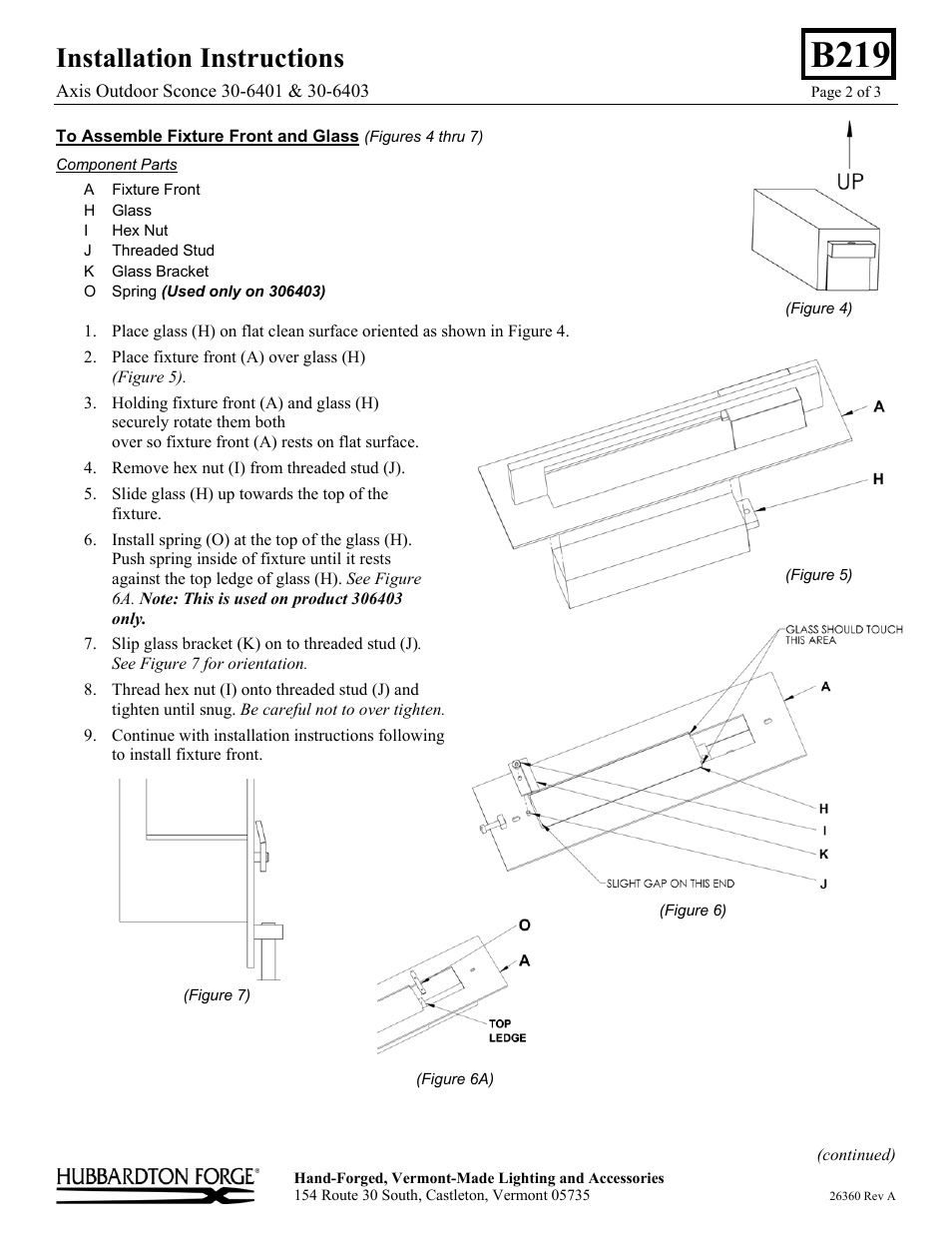 B219, Installation instructions | Hubbardton Forge 306403 User Manual | Page 2 / 3