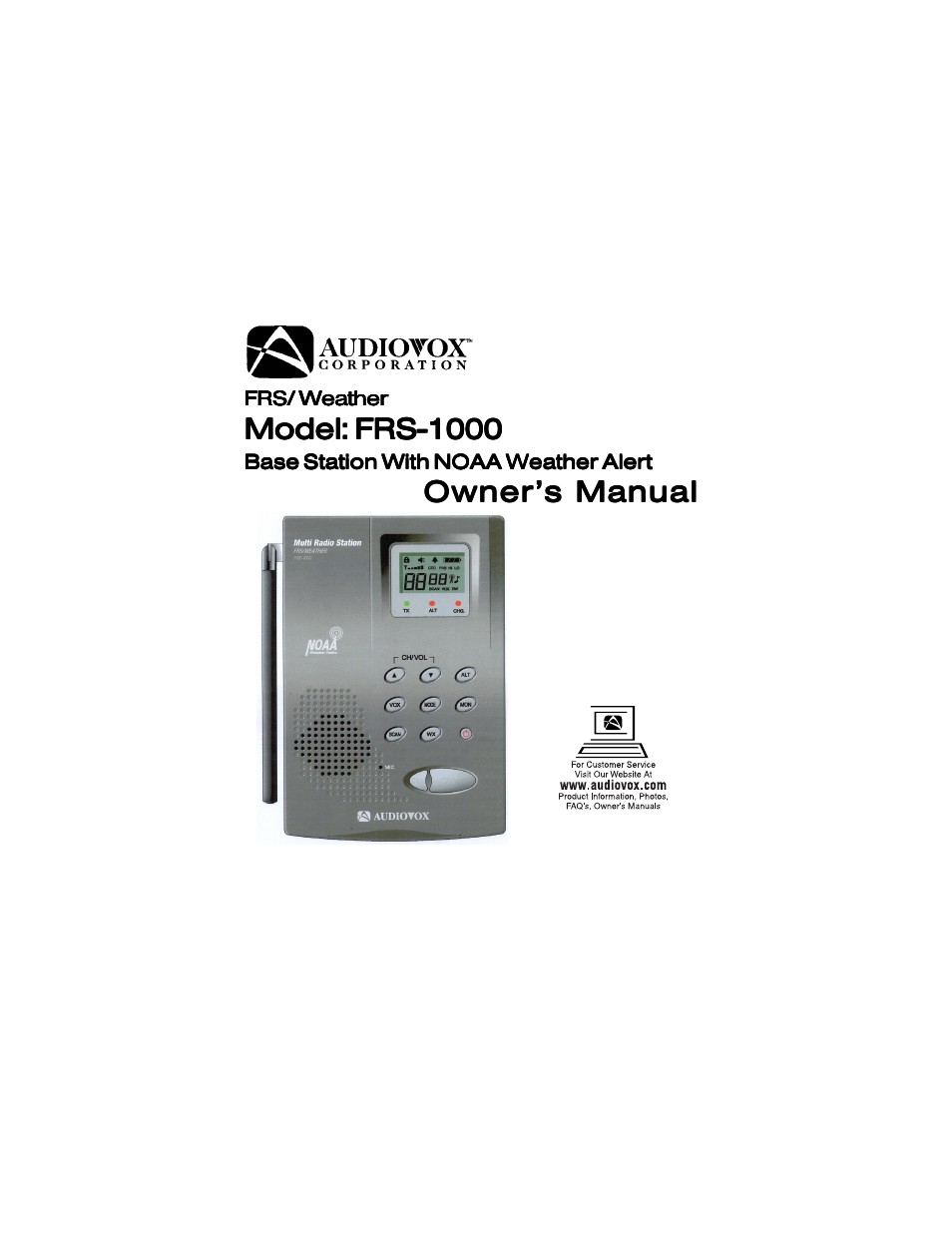 Audiovox FRS-1000F User Manual | 24 pages