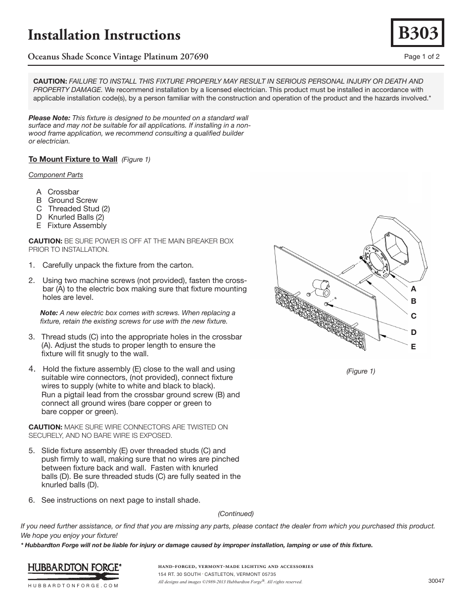 Hubbardton Forge 207690 User Manual | 2 pages