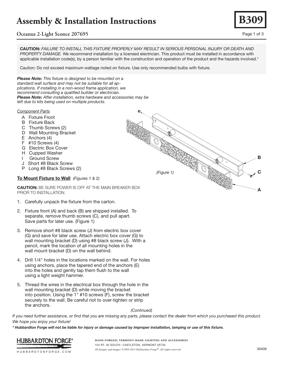Hubbardton Forge 207695 User Manual | 3 pages