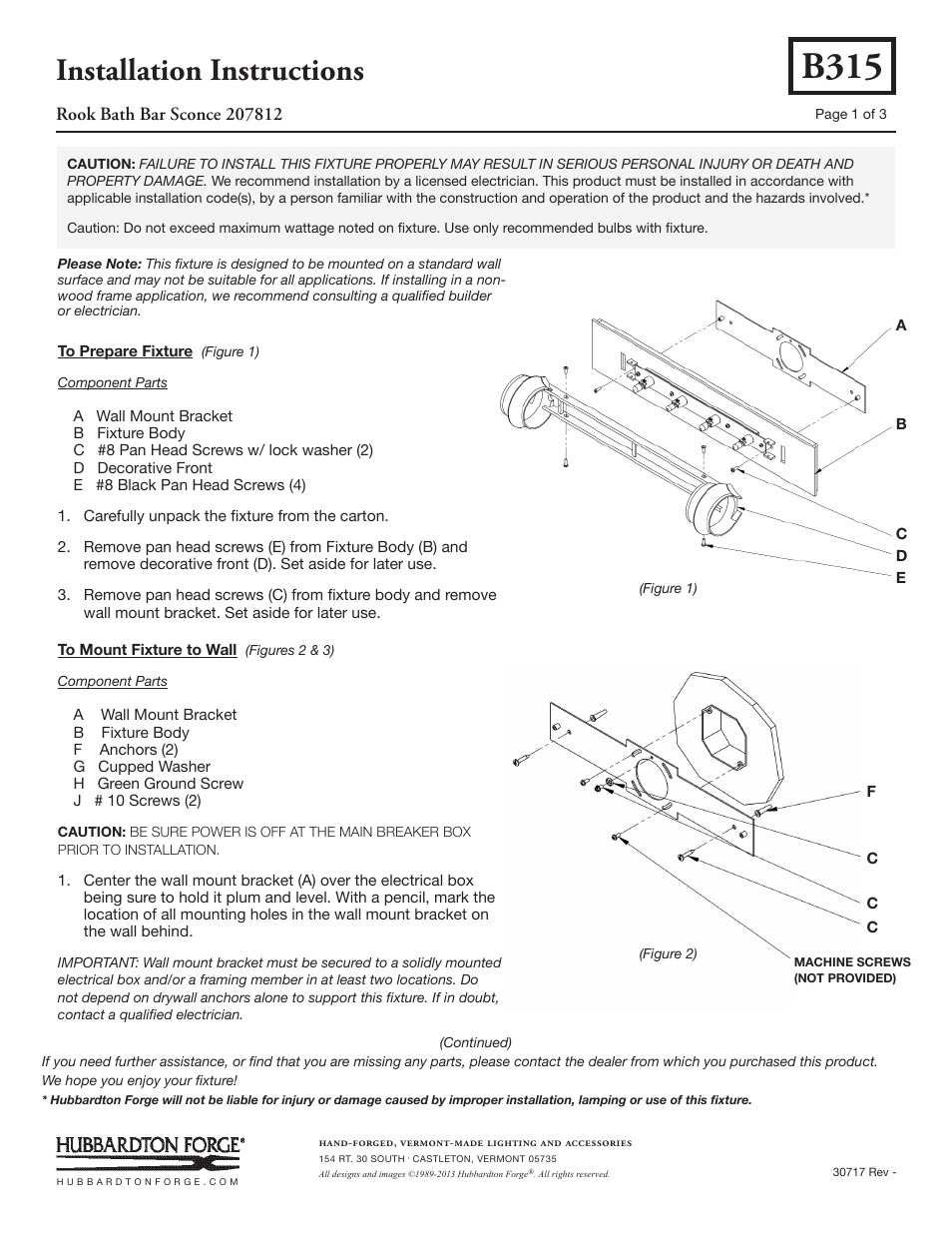 Hubbardton Forge 207812 User Manual | 4 pages