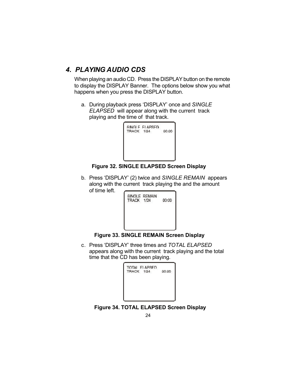 Playing audio cds | Audiovox VBP50 User Manual | Page 24 / 35