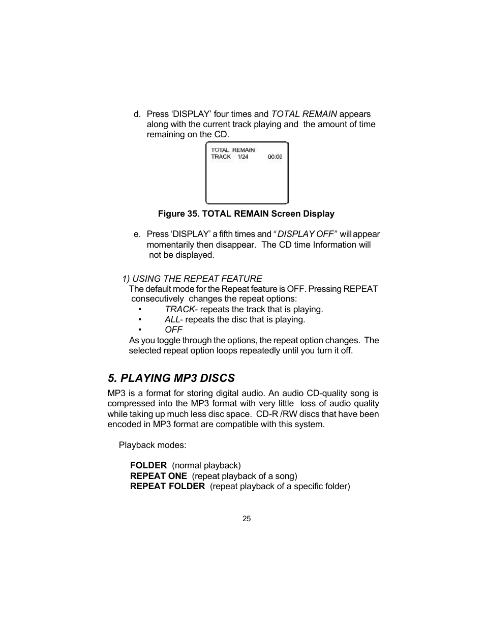 Playing mp3 discs | Audiovox VBP50 User Manual | Page 25 / 35