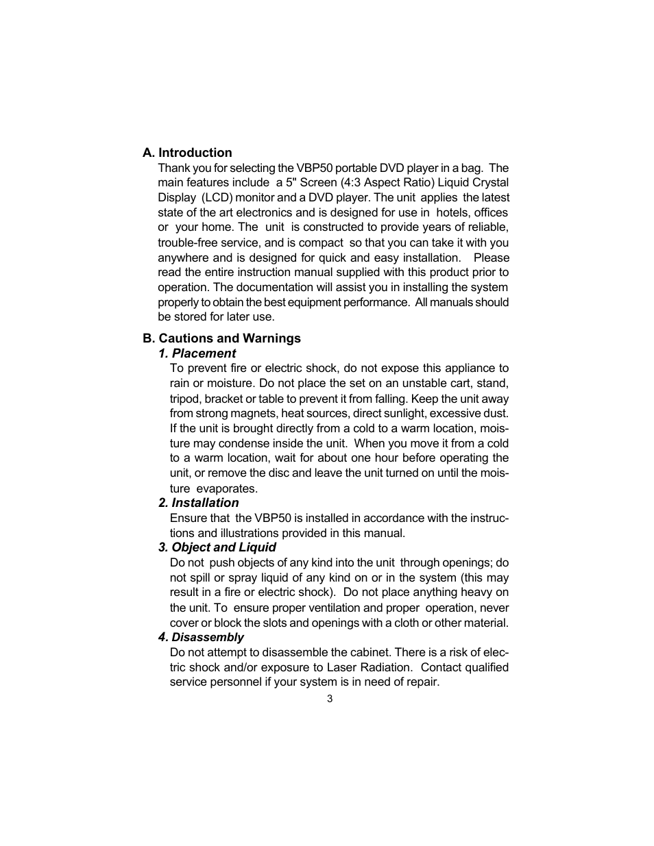 Audiovox VBP50 User Manual | Page 3 / 35