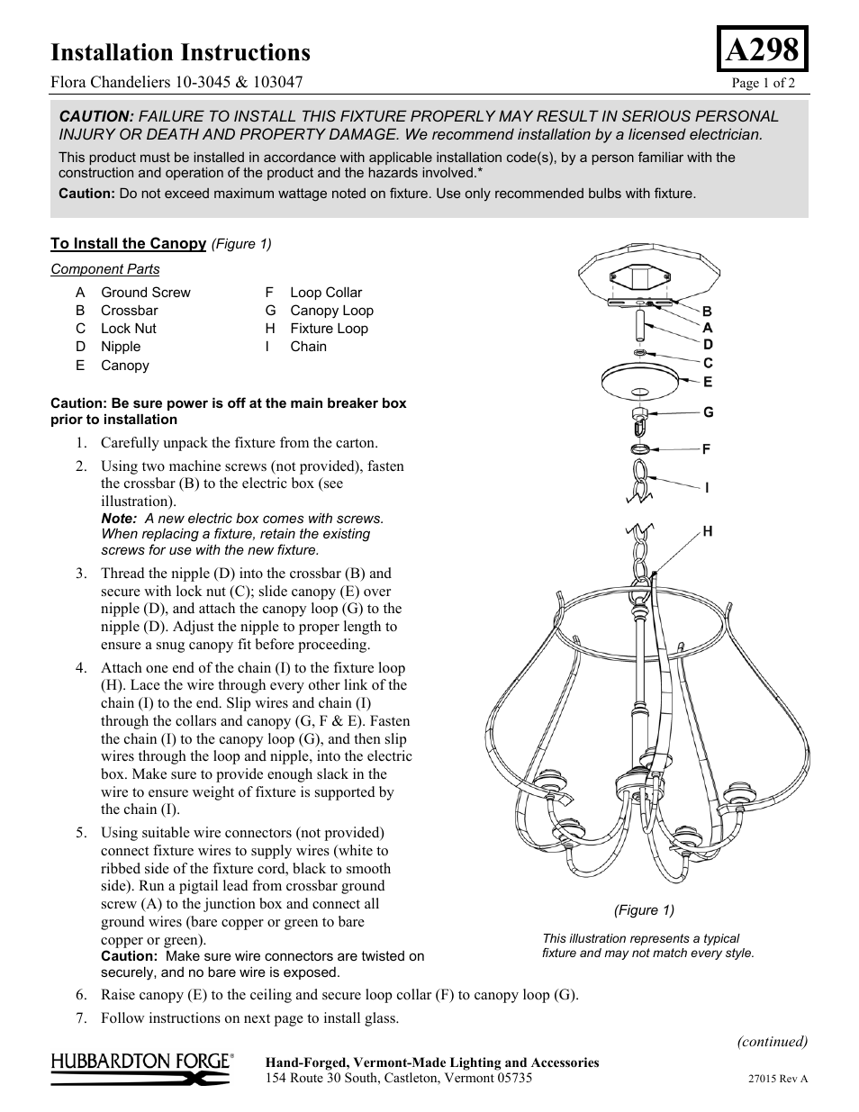 Hubbardton Forge 103047 User Manual | 2 pages