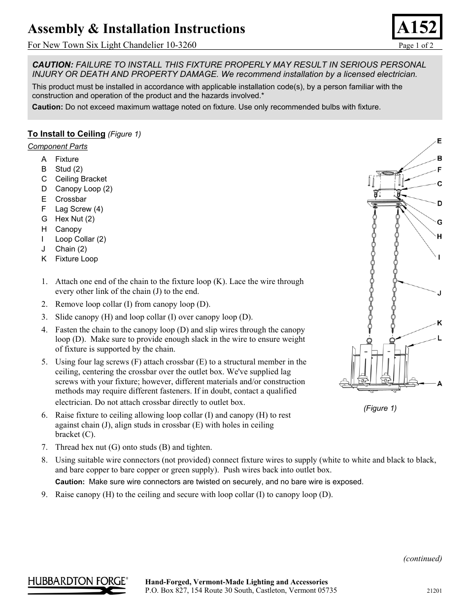 Hubbardton Forge 103260 User Manual | 2 pages