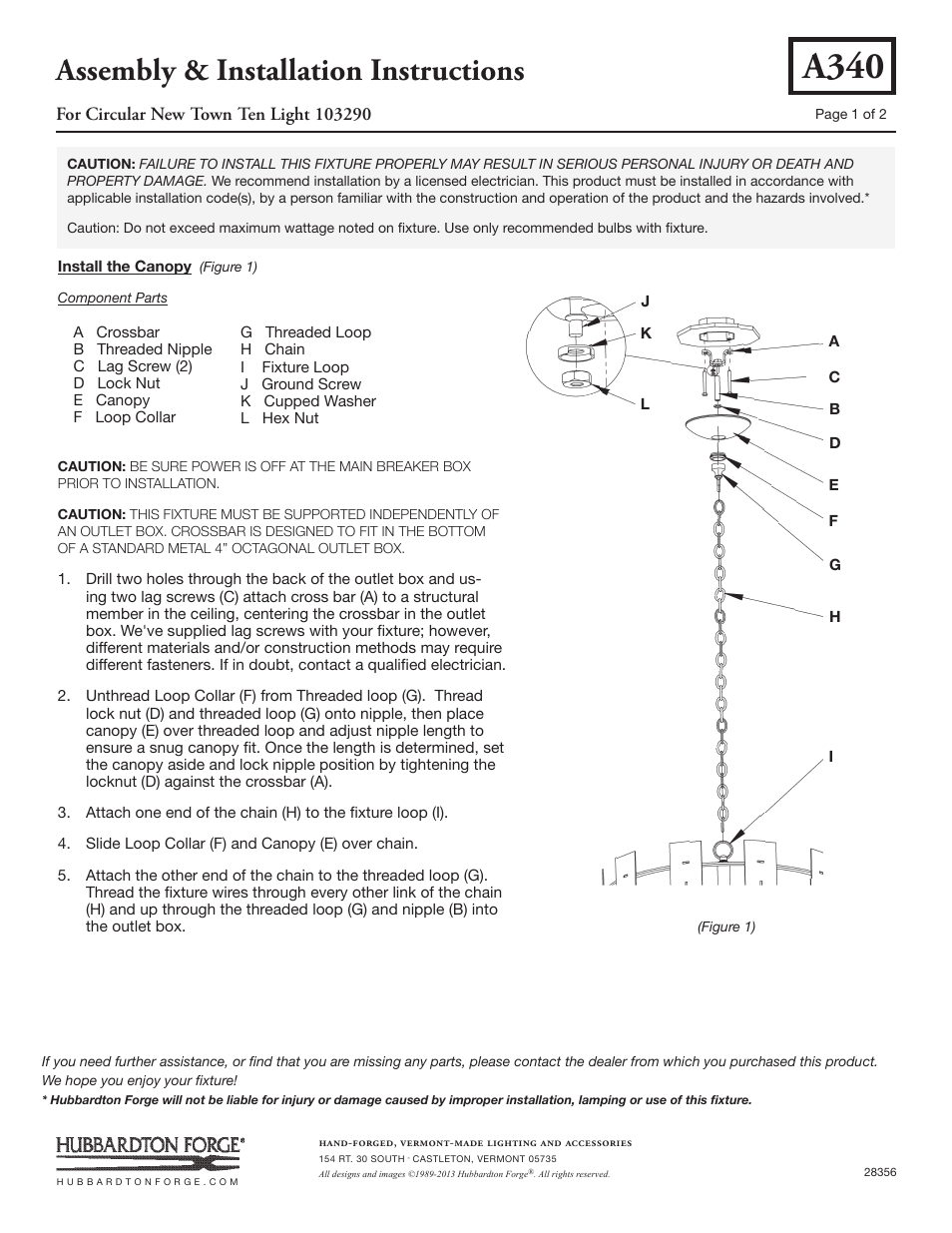 Hubbardton Forge 103290 User Manual | 2 pages