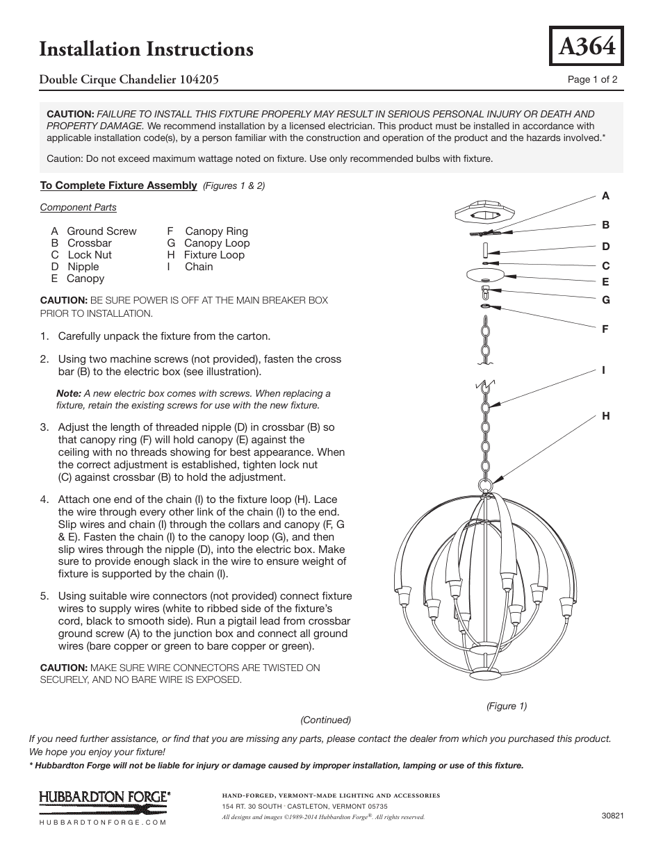 Hubbardton Forge 104205 User Manual | 2 pages