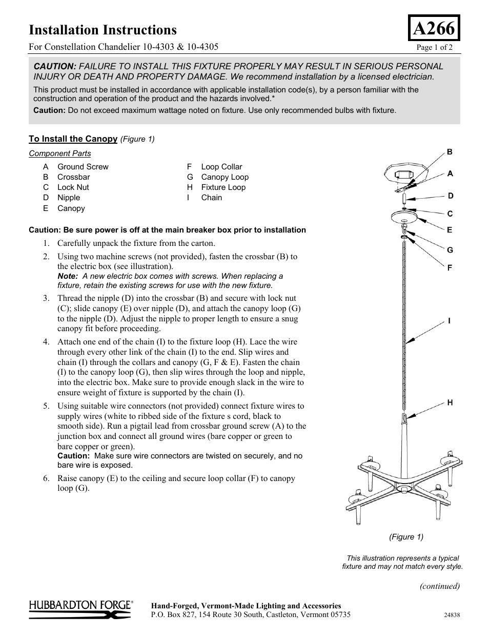 Hubbardton Forge 104305 User Manual | 2 pages