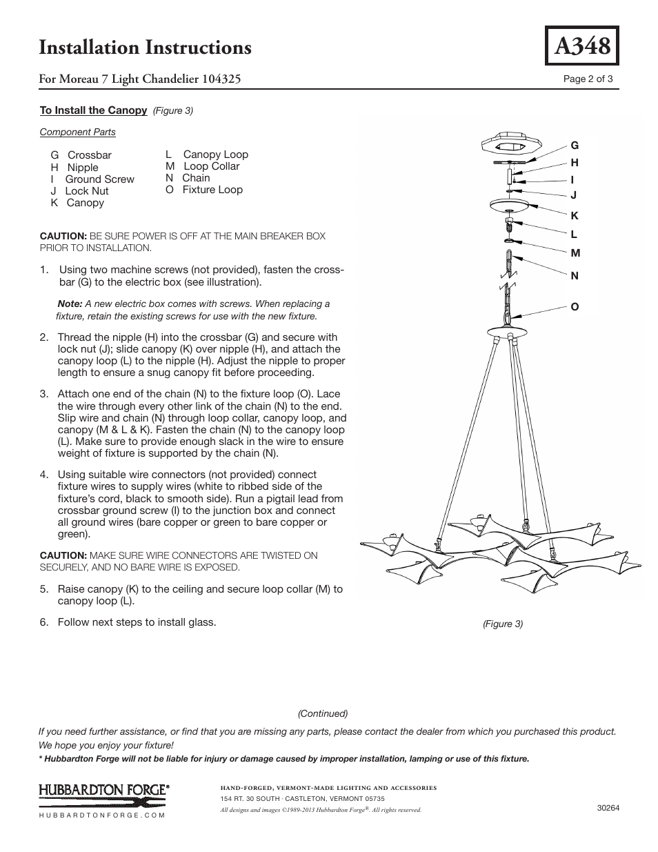 A348, Installation instructions | Hubbardton Forge 104325 User Manual | Page 2 / 3