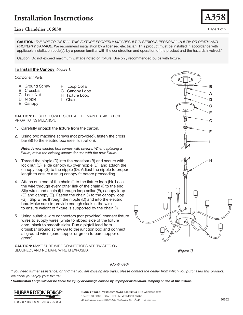 Hubbardton Forge 106030 User Manual | 2 pages