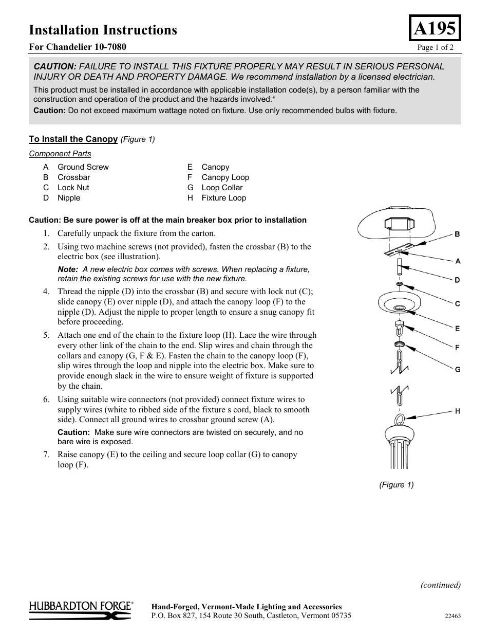 Hubbardton Forge 107080 User Manual | 2 pages