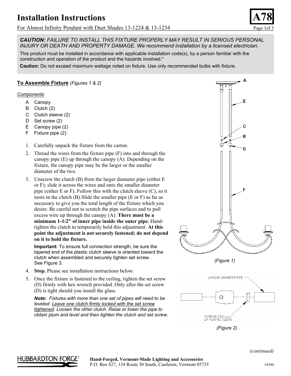 Hubbardton Forge 131234 User Manual | 3 pages