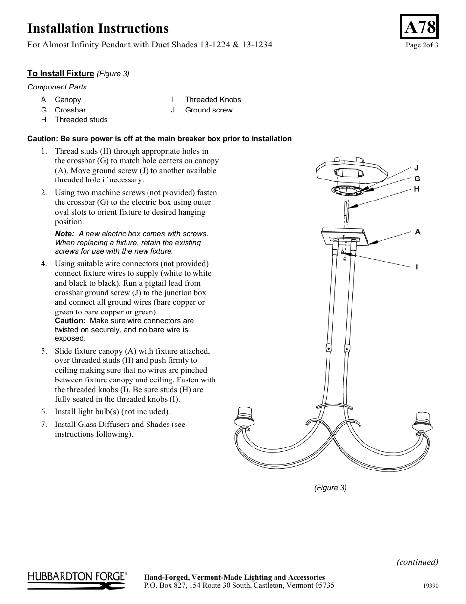 Installation instructions | Hubbardton Forge 131234 User Manual | Page 2 / 3