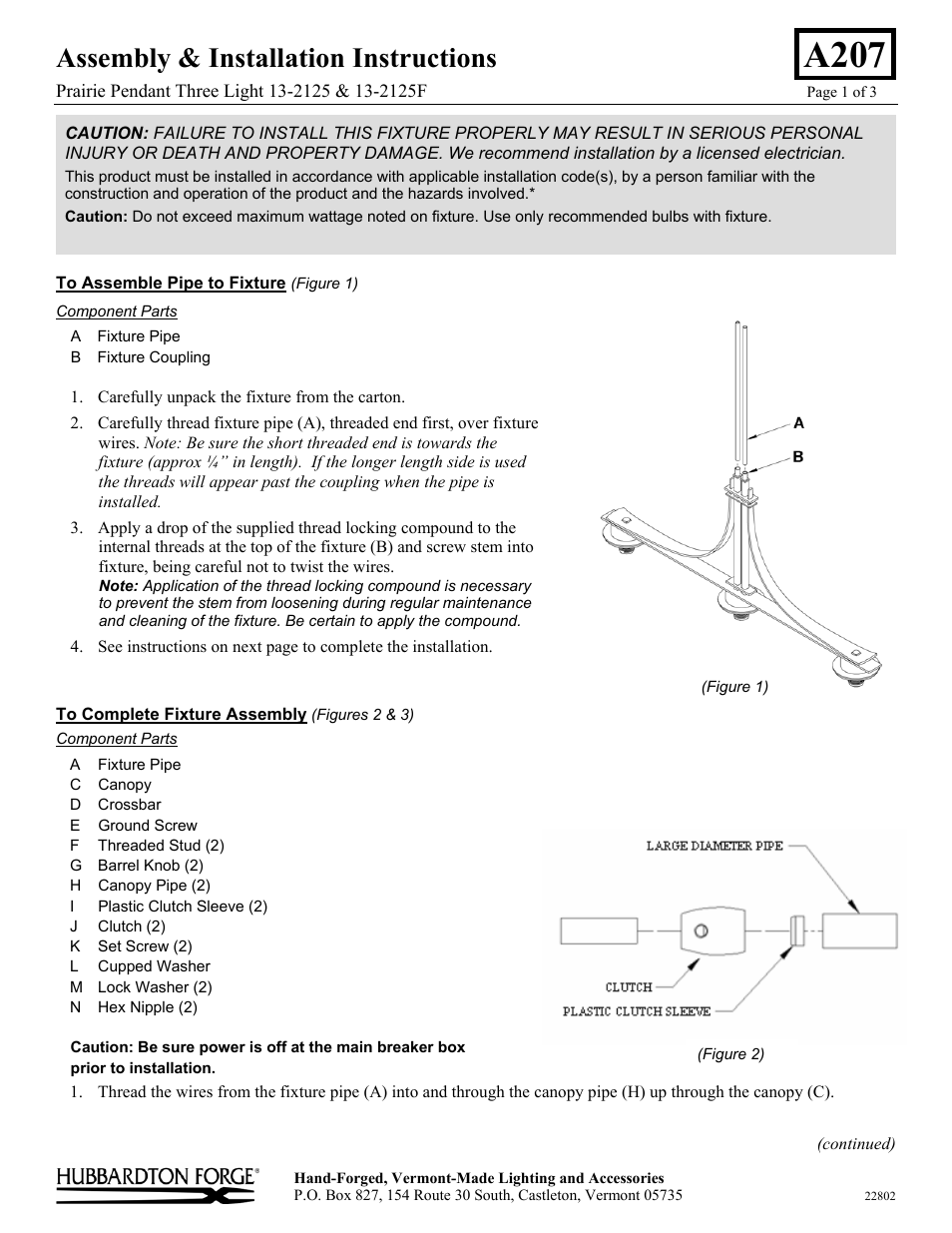 Hubbardton Forge 132125 User Manual | 3 pages