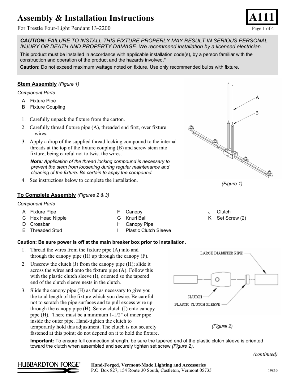 Hubbardton Forge 132200 User Manual | 4 pages