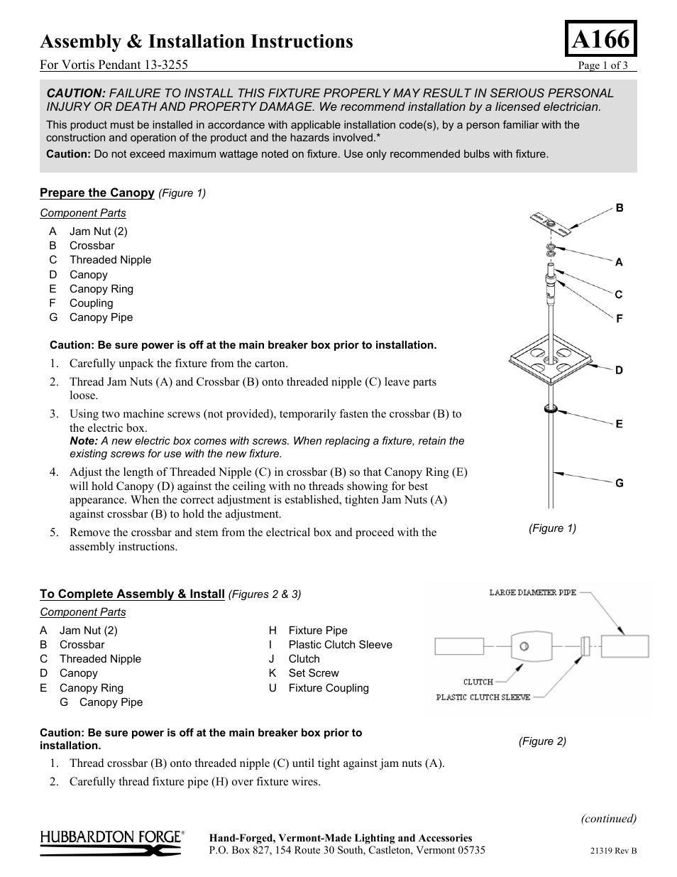 Hubbardton Forge 133255 User Manual | 3 pages