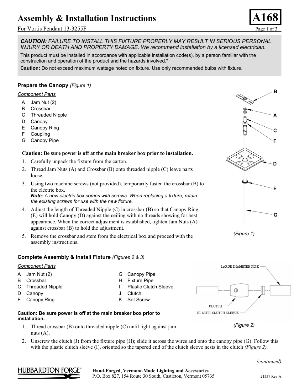 Hubbardton Forge 133255F User Manual | 3 pages