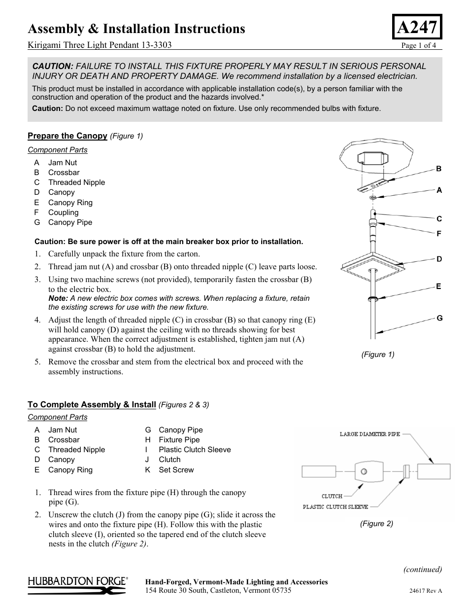 Hubbardton Forge 133303 User Manual | 4 pages