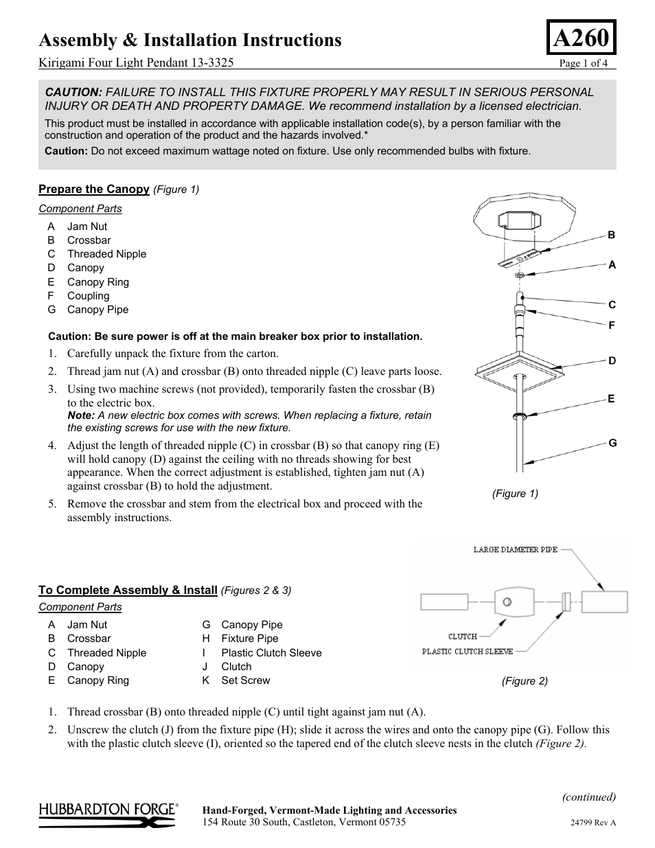 Hubbardton Forge 133325 User Manual | 4 pages