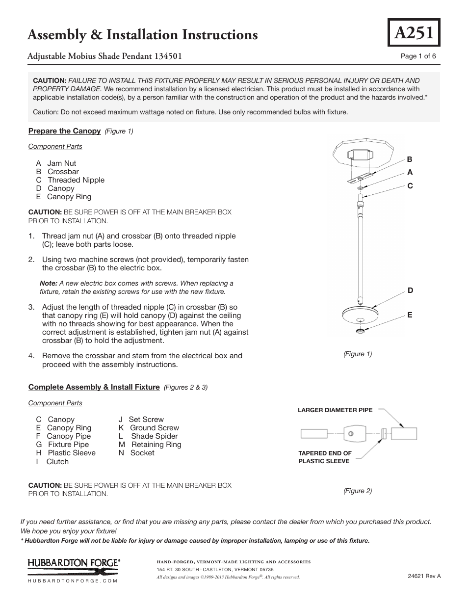 Hubbardton Forge 134501 User Manual | 6 pages