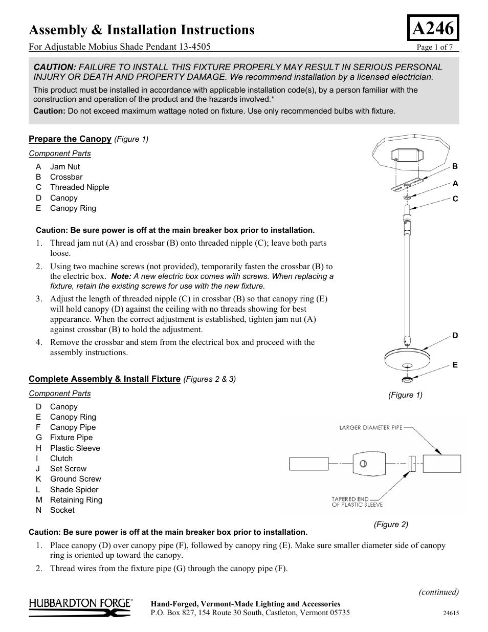 Hubbardton Forge 134505 User Manual | 7 pages