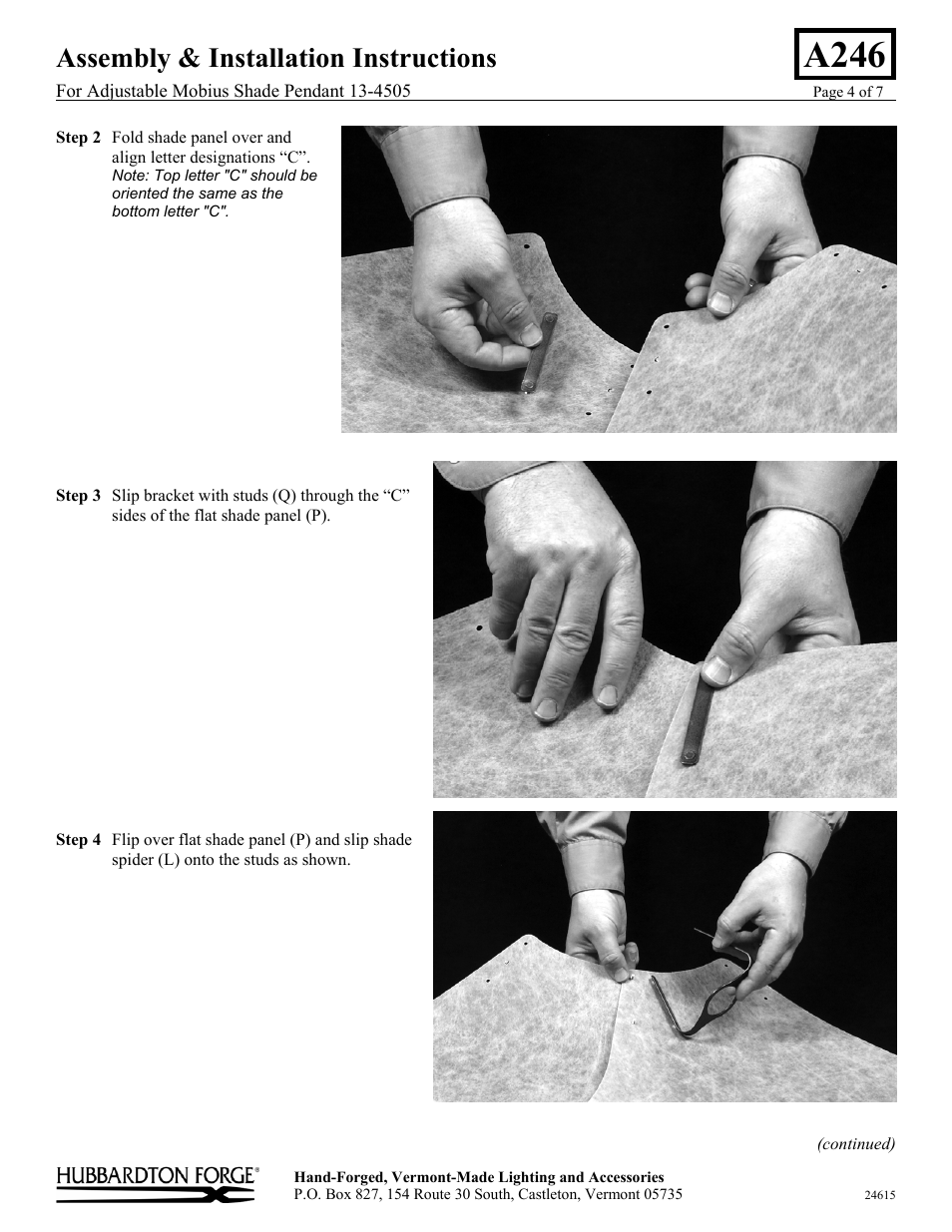 A246, Assembly & installation instructions | Hubbardton Forge 134505 User Manual | Page 4 / 7