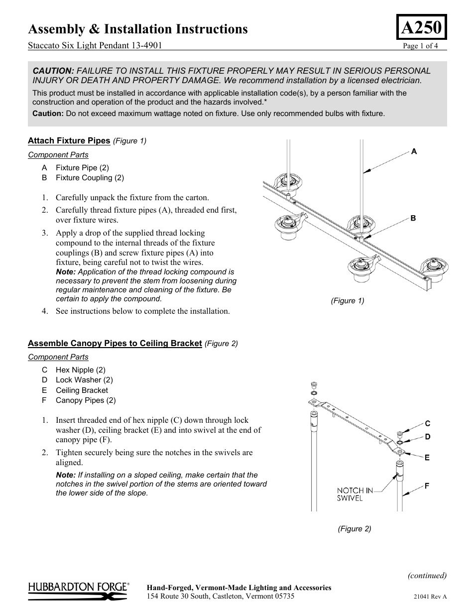 Hubbardton Forge 134901 User Manual | 4 pages