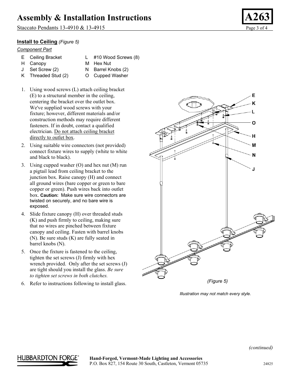 A263, Assembly & installation instructions | Hubbardton Forge 134915 User Manual | Page 3 / 4
