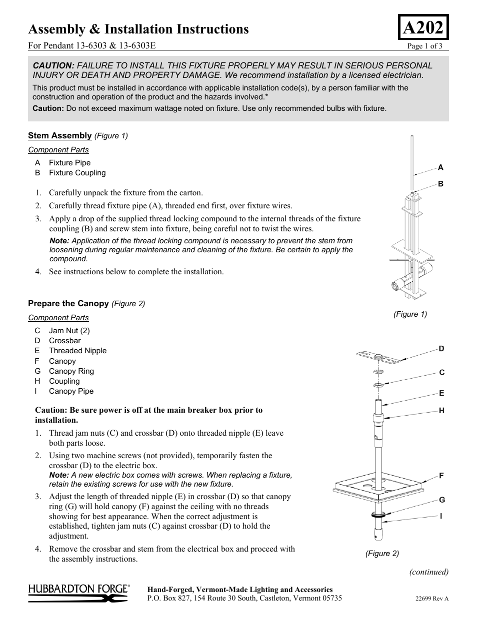 Hubbardton Forge 136303 User Manual | 3 pages