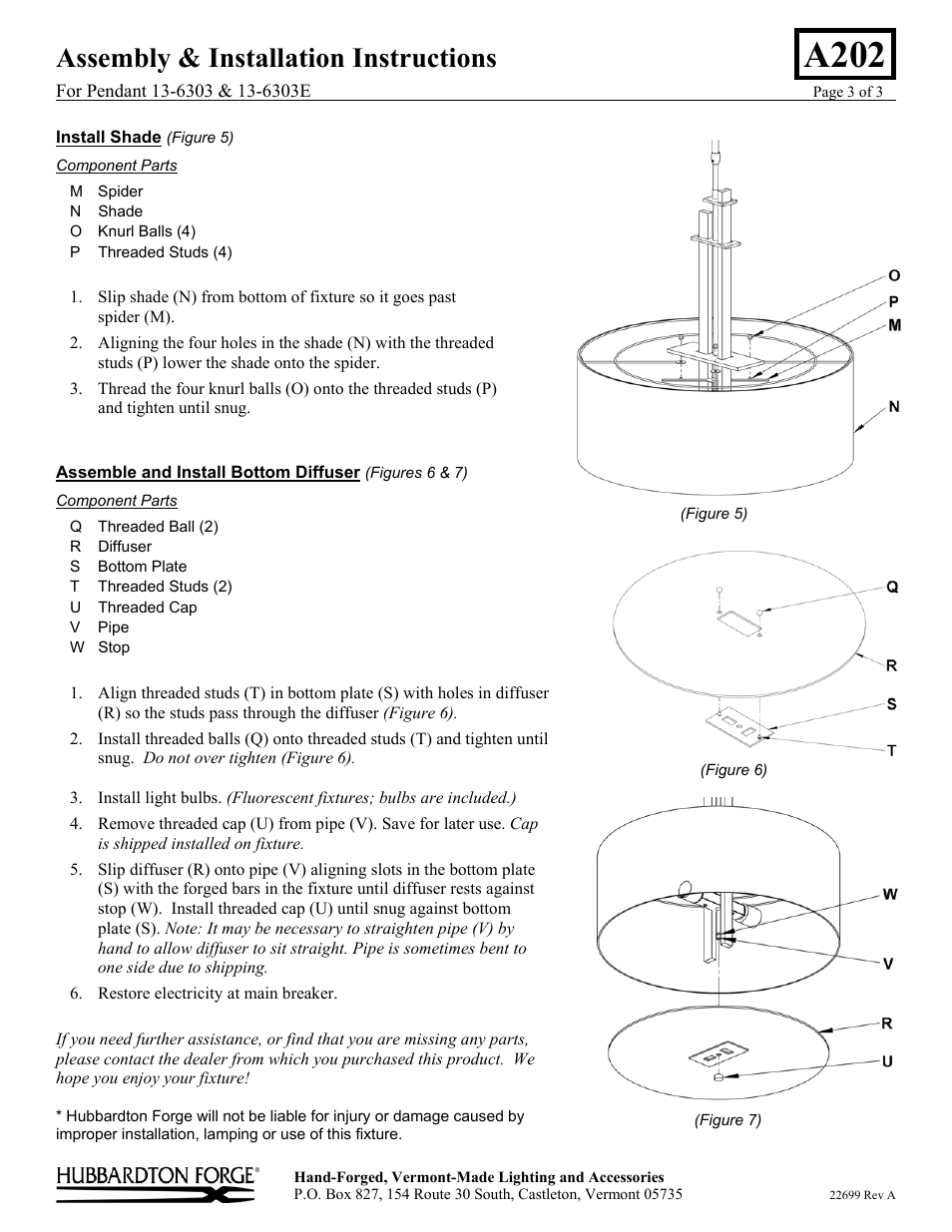 A202, Assembly & installation instructions | Hubbardton Forge 136303 User Manual | Page 3 / 3