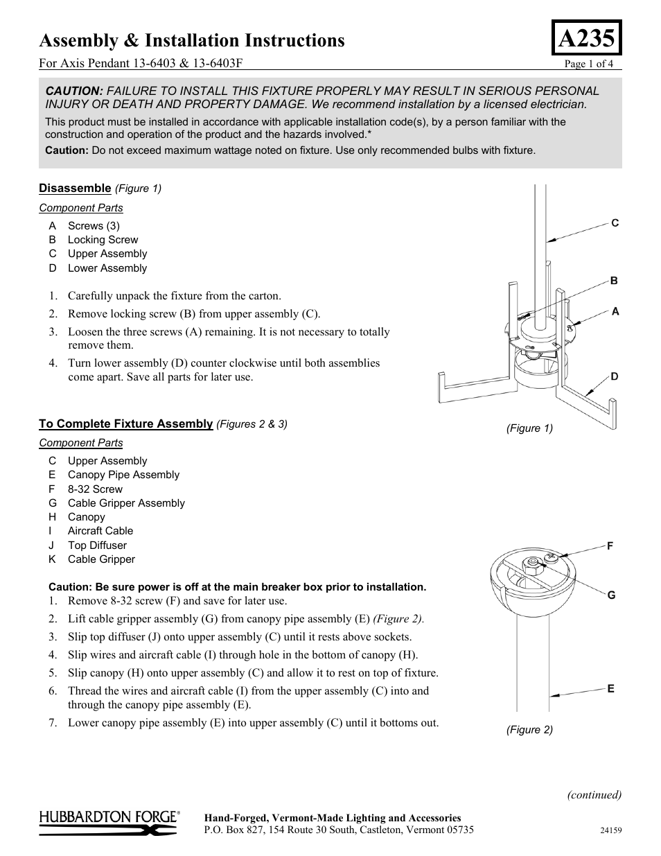 Hubbardton Forge 136403 User Manual | 4 pages